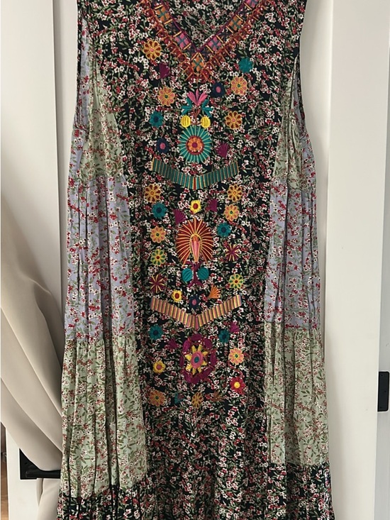 NATURAL LIFE Dresses & Skirts - NATURAL LIFE Black Maxi Dress with Multicolor Floral Embroidery